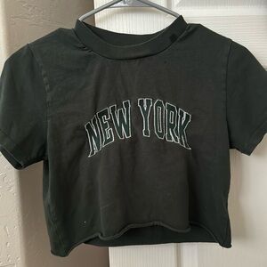 Brandy Melville dark green New York crop top